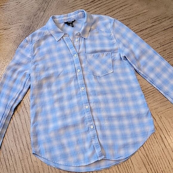 Blue plaid Button down shirt size XS PAIGE 💙 - Picture 1 of 12